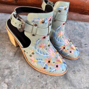 Floral printed Open-back heels Size 8